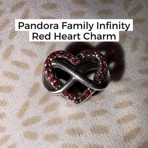Pandora Silver Infinity Heart Charm with Red Crystals